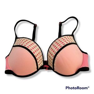 VICTORIAS Secret pink underwire bikini top with crochet detail